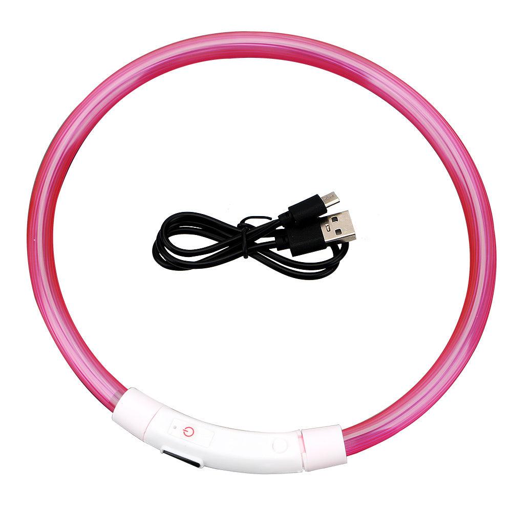 Usb Rechargeable Glow-In-The-Dark Pet Collar With Three Flashing Modes